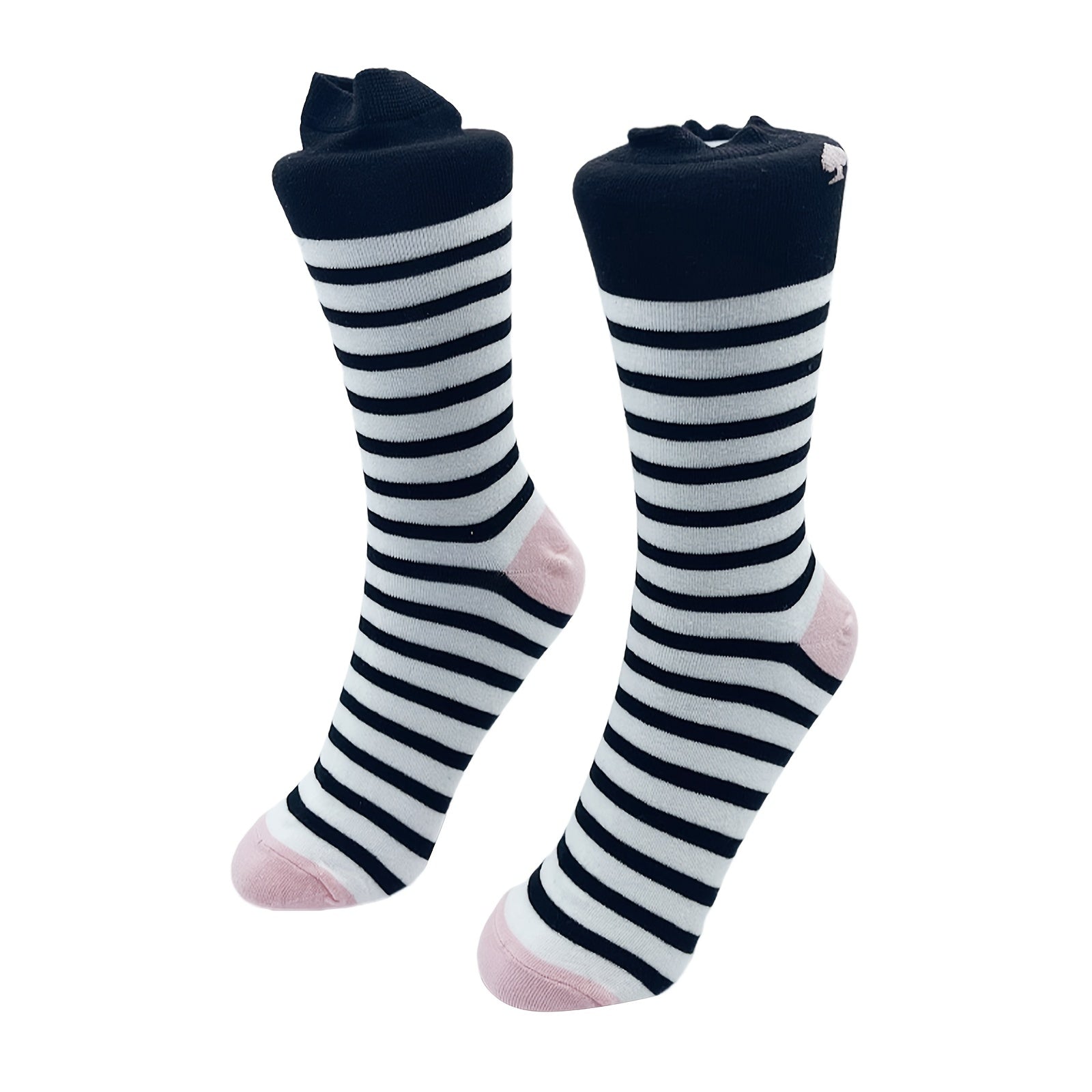 Striped Mid Tube Socks Heart Pattern Stockings
