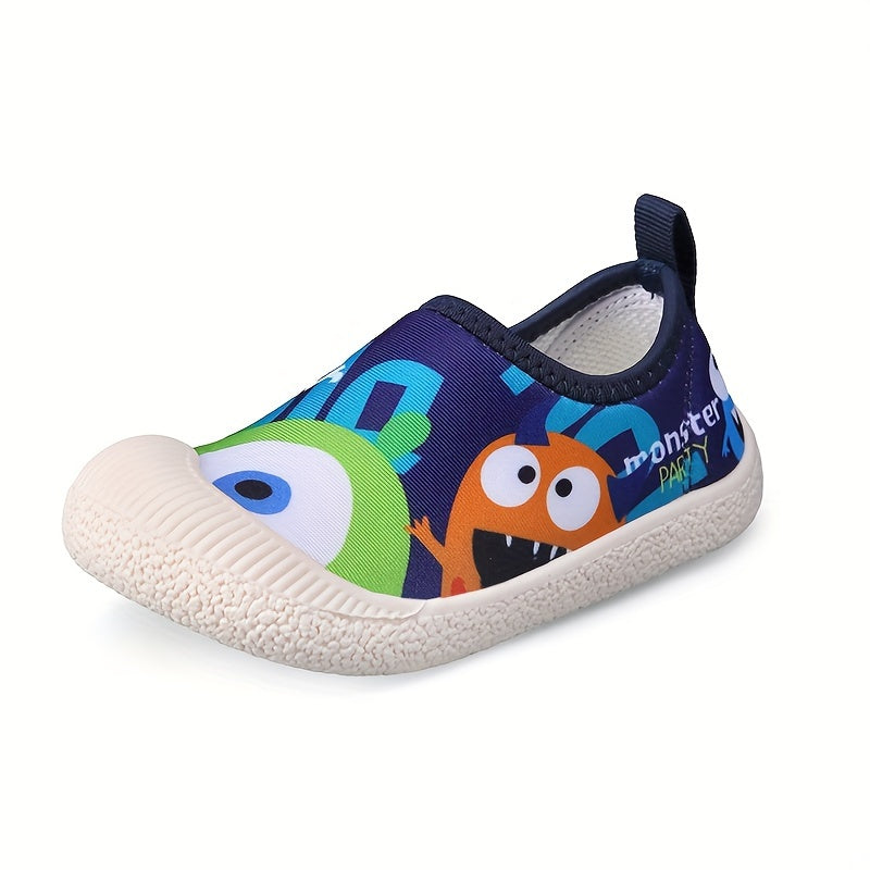 Boys Cartoon Slip On Sneakers - Lightweight Non Slip Shoes