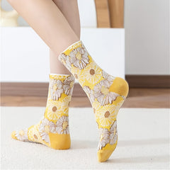 Vintage Sunflower Mid tube Socks Women's Stockings