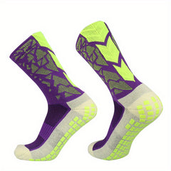 Anti Slip Silicone Bottom Mid Calf Athletic Socks For Football