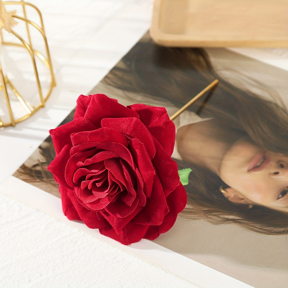 Simulation Rose Hairpin Floral Hair Stick Ponytail Holder