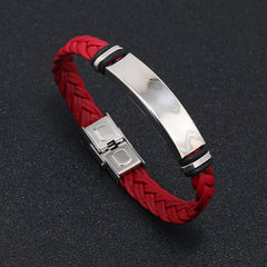 Minimalist Titanium Steel Leather Bracelet