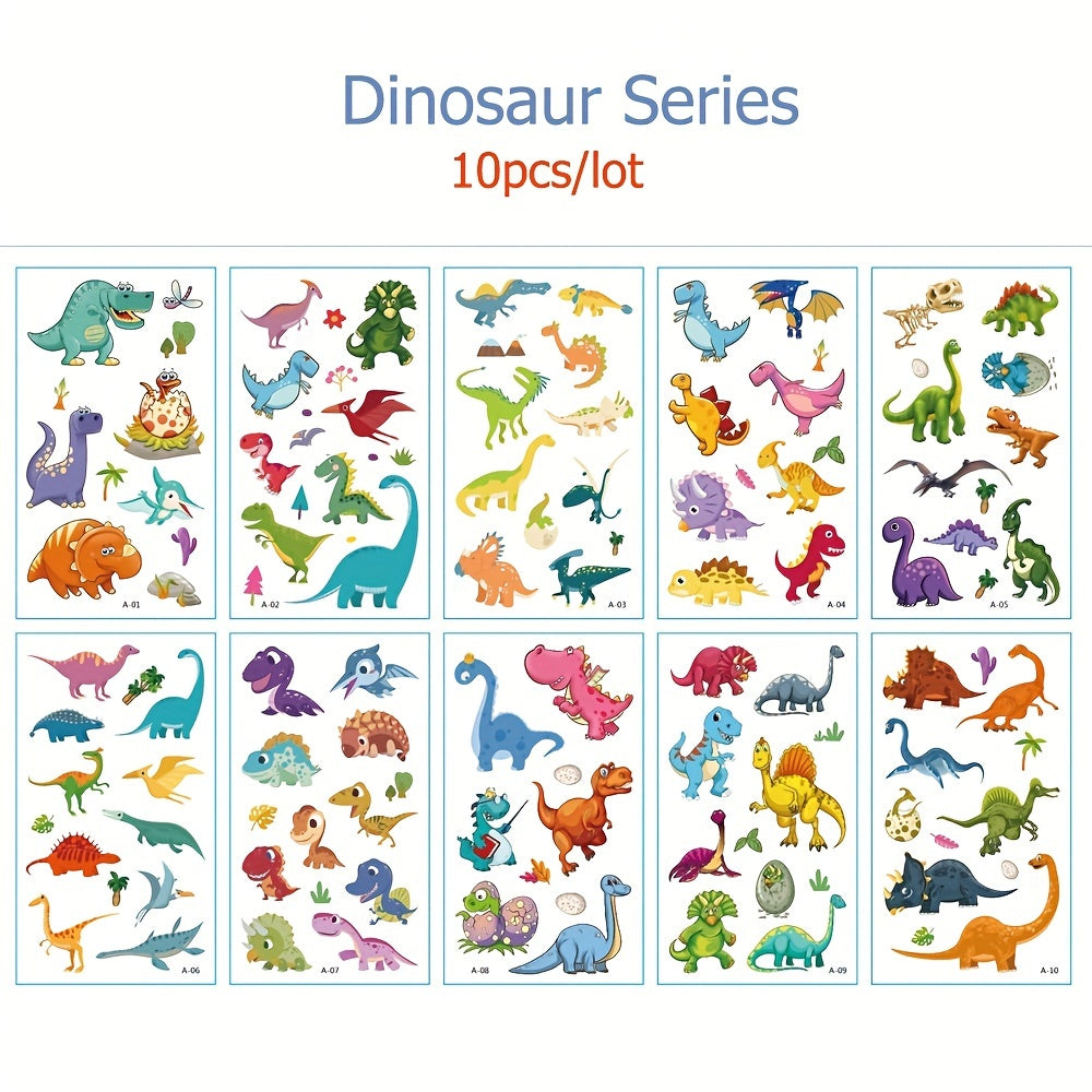 10pcs Unicorn Mermaid Dinosaur Temporary Tattoo Sticker