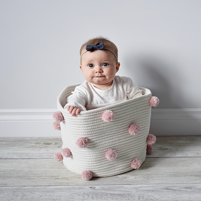 Kids' Fur Ball Storage Bucket Toy Diaper Clothes Storage Box Basket