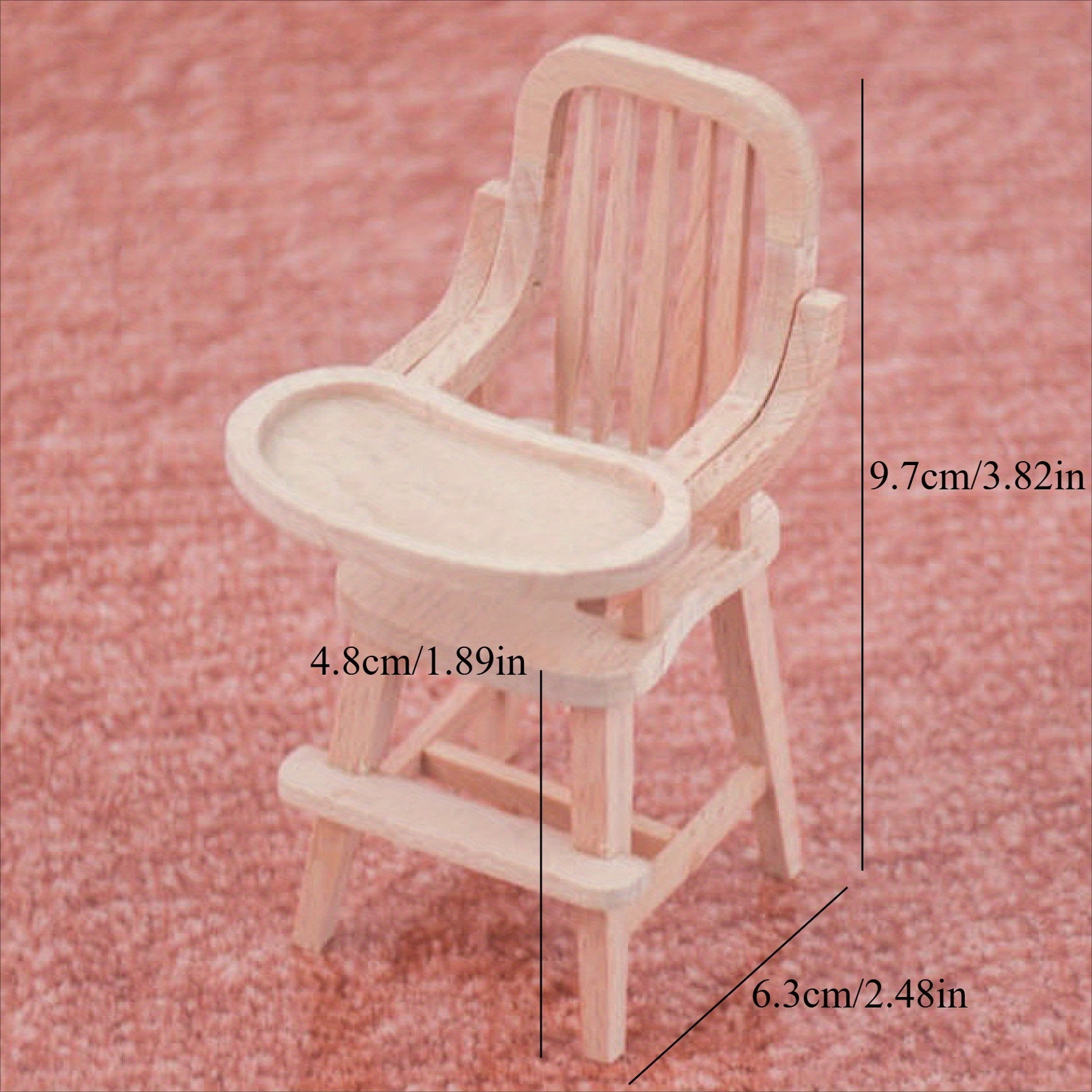 1:12 Dollhouse Rocking Chair Wood - Mini Furniture for Pretend Play