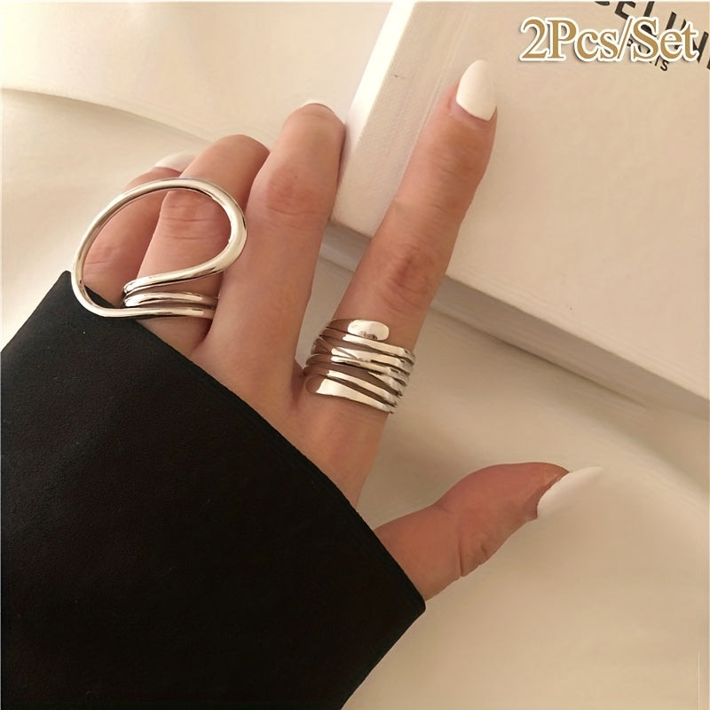Alloy Metal Geometric Ring Adjustable