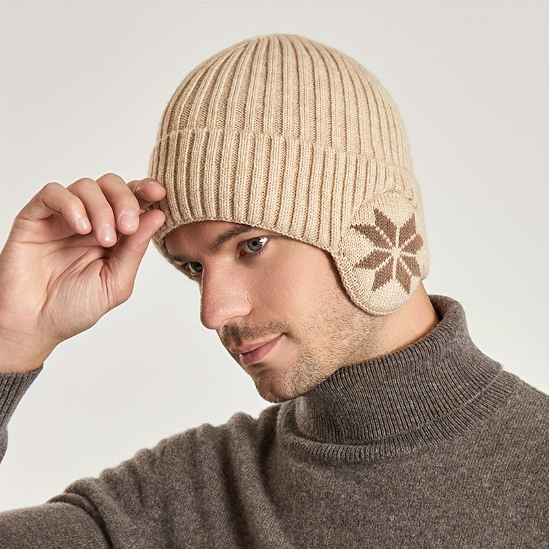 Men's Thickened Windproof Knitted Hat Winter Warm Beanie Cap Ear Warmer