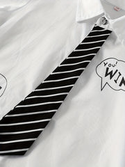 Boys Short Sleeves Tie Shirt Preppy Style Summer Kids Clothes