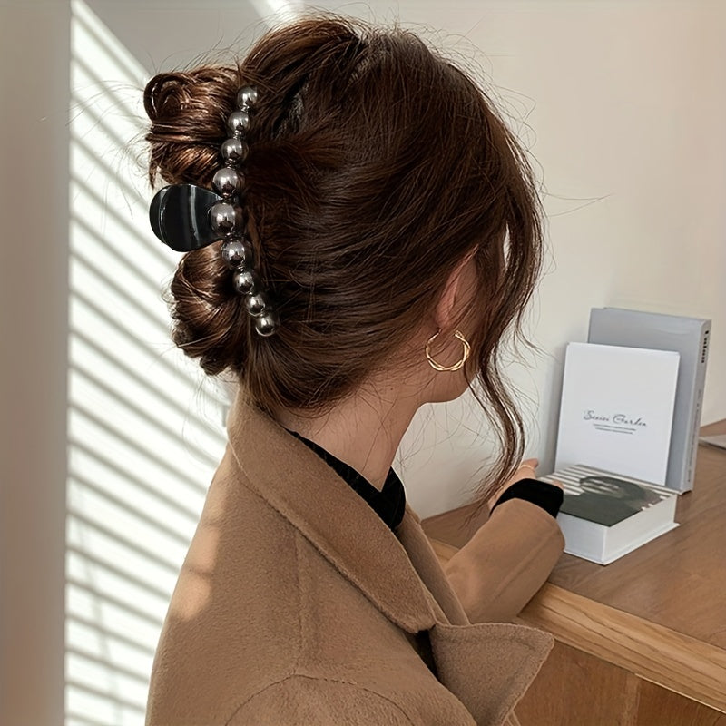 2pcs Faux Pearl Hair Claw Ponytail Holder Hair Clip