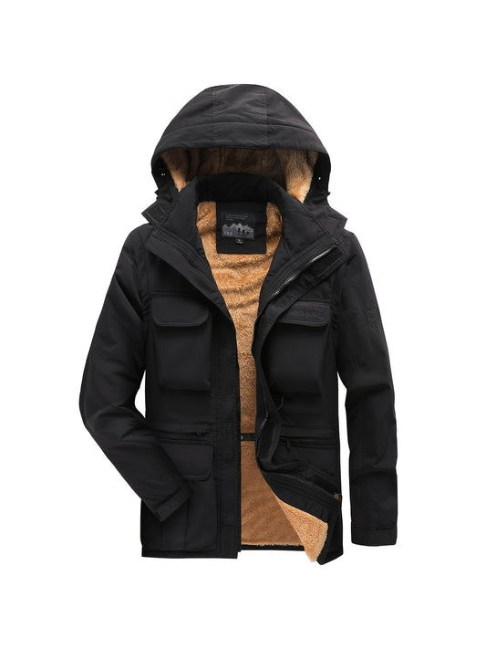 Men's Windproof Waterproof Cargo Jacket Warm Coats Fleece Lined Military Jackets