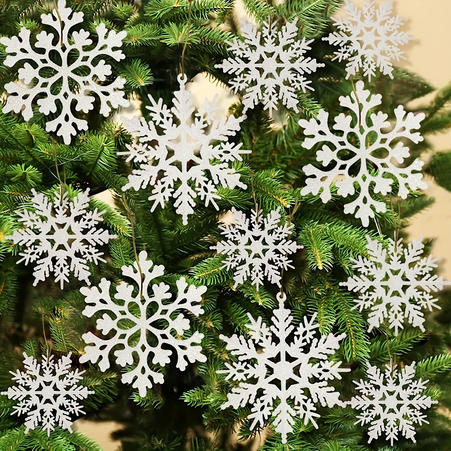 10pcs Christmas Snowflakes Tree Decor Hangings 3.9INCH