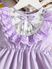 Baby Girls Flowers Pattern Dress Princess Dresses Summer Puff Sleeves Dresses