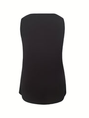  Solid Round Neck Stretch Tank Top