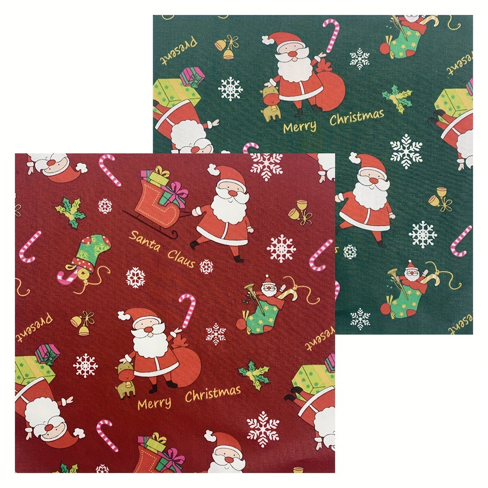 2pcs Christmas Cotton Cloth Sewing Fabric DIY Patchwork Material 50x5