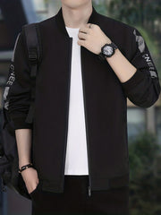 Men's Zip Up Windbreaker Jacket Baseball Collar Coat for Spring Autumn