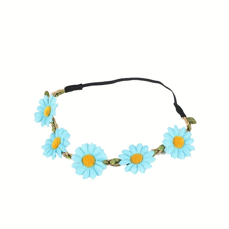 Hippie Flower Headband Stretchy Headdress Boho Hair Accessories For Women
