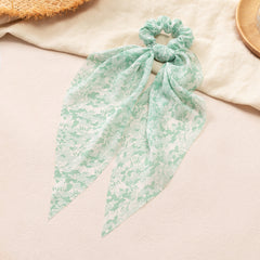 Floral Scarf Scrunchies Hair Ties With Ribbons