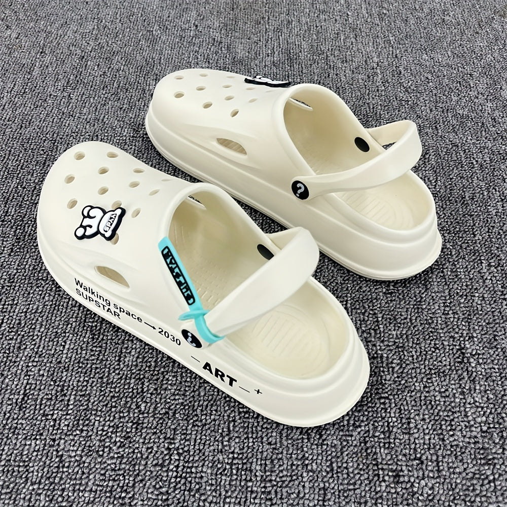 Men's Bear Charm Clogs with Strap Outdoor Slippers