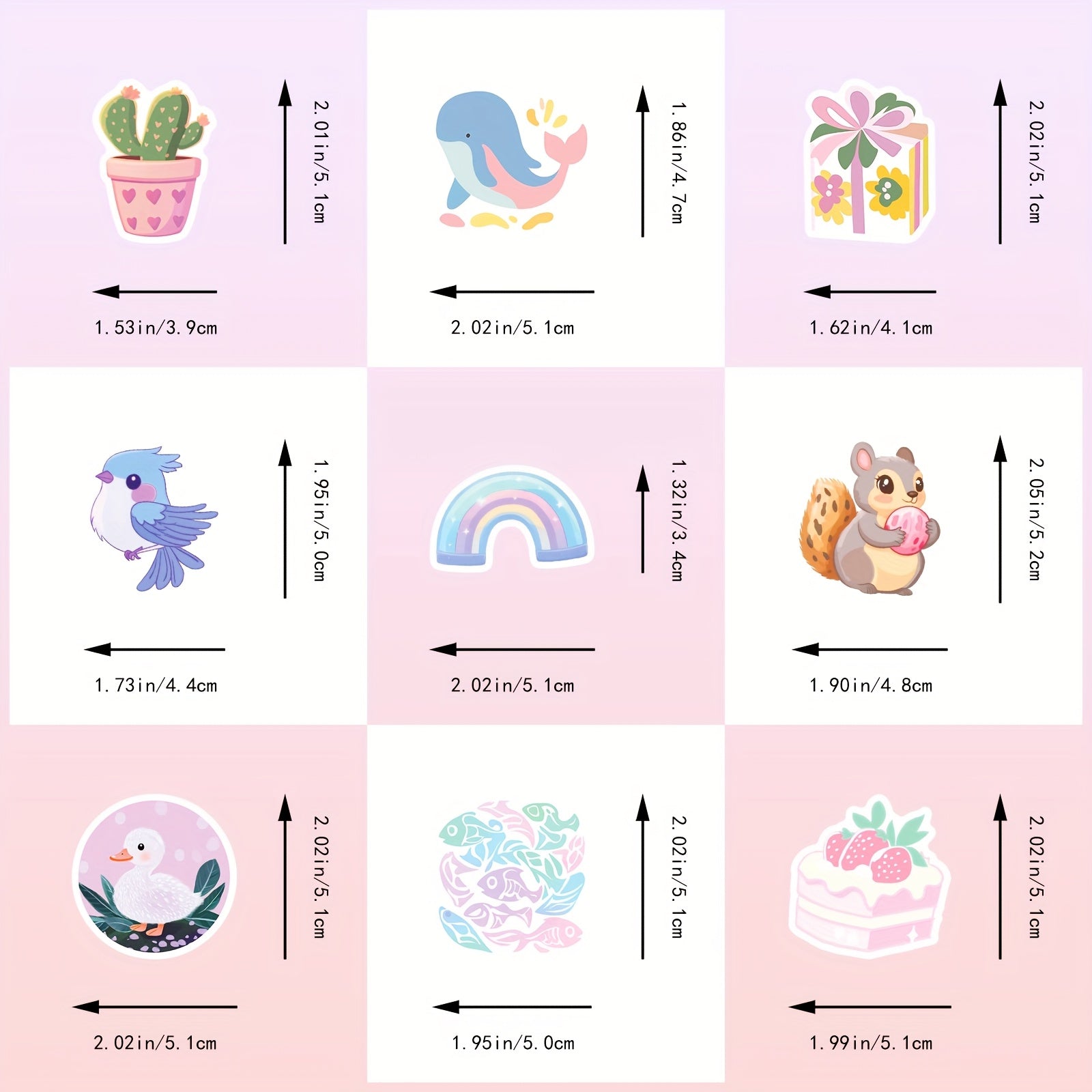 50pcs Spring Pastel Flower & Animal Stickers for Teens