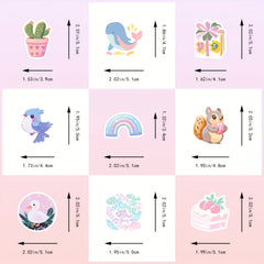 50pcs Spring Pastel Flower & Animal Stickers for Teens