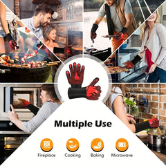 1pc Heat Resistant BBQ Gloves 1472 F Fireproof Mitts Silicone Non Slip Washable