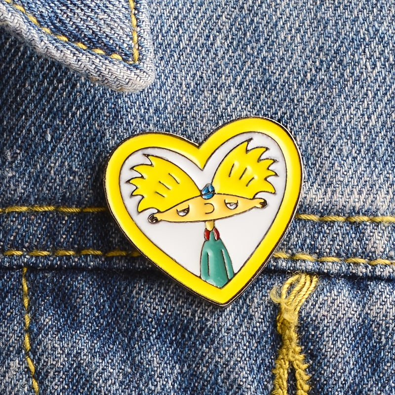 Heart Shaped Boy Brooch Cartoon Design
