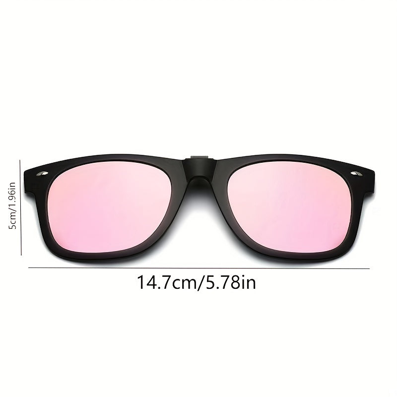 Men's Pink Polarized Clip On Sunglasses Anti Glare Driving Glasses