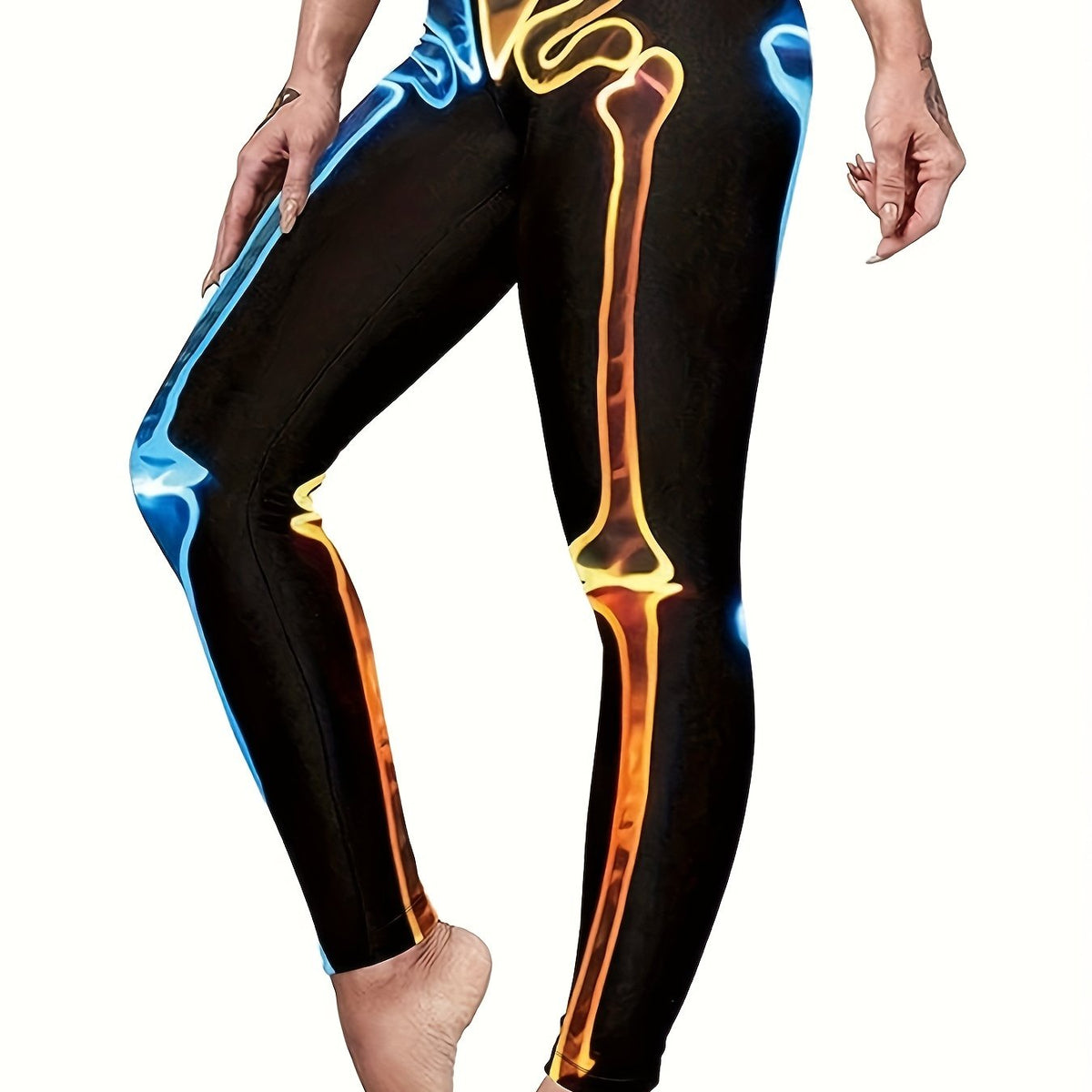  Skeleton Print Halloween Leggings