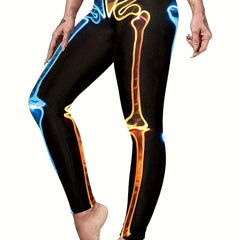 Skeleton Print Halloween Leggings