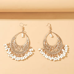 Boho Beaded Dangle Drop Earrings Hollow Tassel Earrings