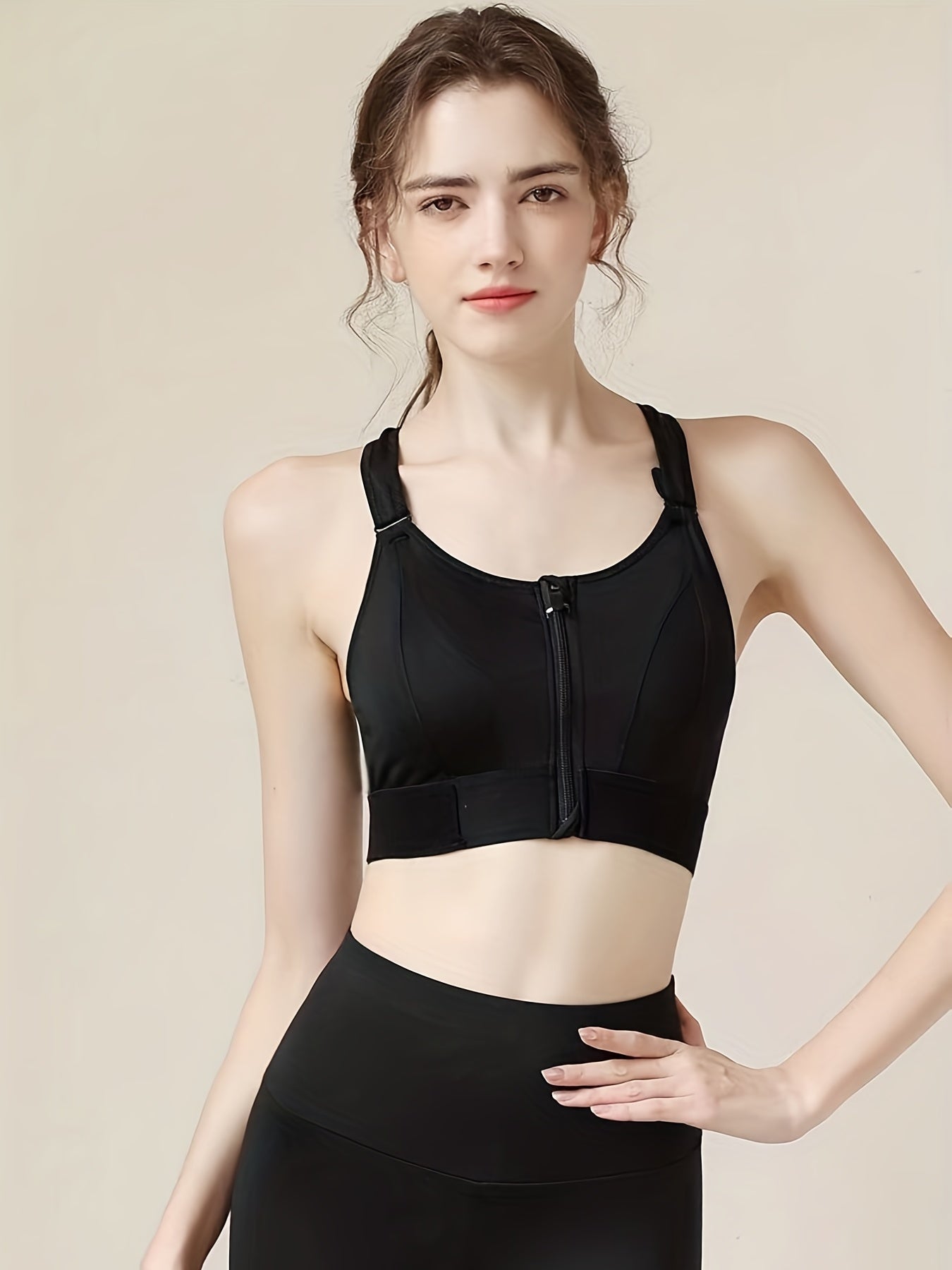 Women's Zipper Sports Bra Shockproof Yoga Top
