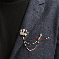 Men's Crown Brooch Decor Cufflink Set