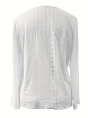  Eyelet Embroidered Long Sleeve Top