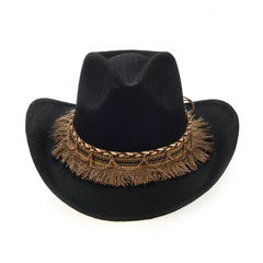 British Style Fedora Trilby Hat Women Jazz Big Brim Hat Vintage Cowboy