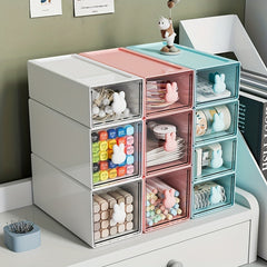 Transparent Rabbit Drawer Stationery Storage Box for Students and Adults