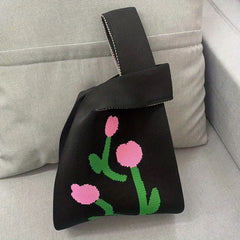 Stylish Pattern Knitted Satchel Bag