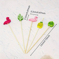 100pcs Hawaiian Luau Cocktail Picks Bulk Tropical Party Food Skewers