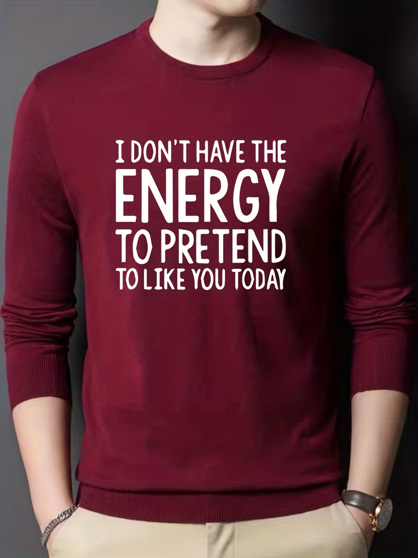 Men's Casual Knitted Sweater - Warm Mid Stretch Crew Neck Pullover