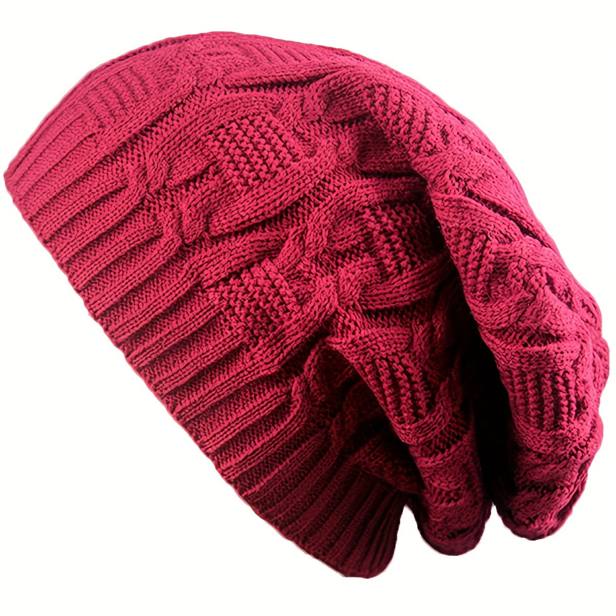 Ribbed Knitted Oversized Slouch Beanie for Women