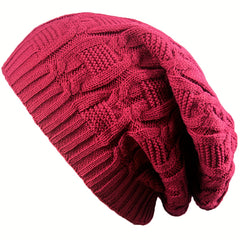Ribbed Knitted Oversized Slouch Beanie for Women