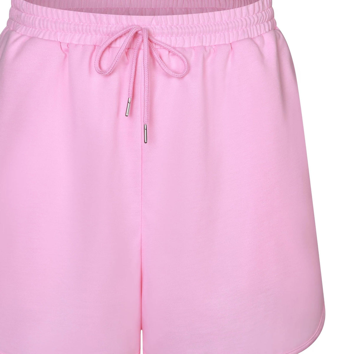  Sporty Shorts Women's Plus Solid Elastic Drawstring High Rise Shorts