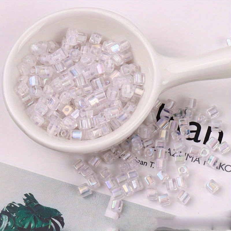 88pcs 4mm Square Fantasy Dyed Heart Glass Beads for DIY Earrings Bracelet