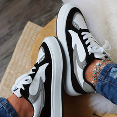 Women's Colorblock Skate Shoes Lace Up Outdoor Sneakers