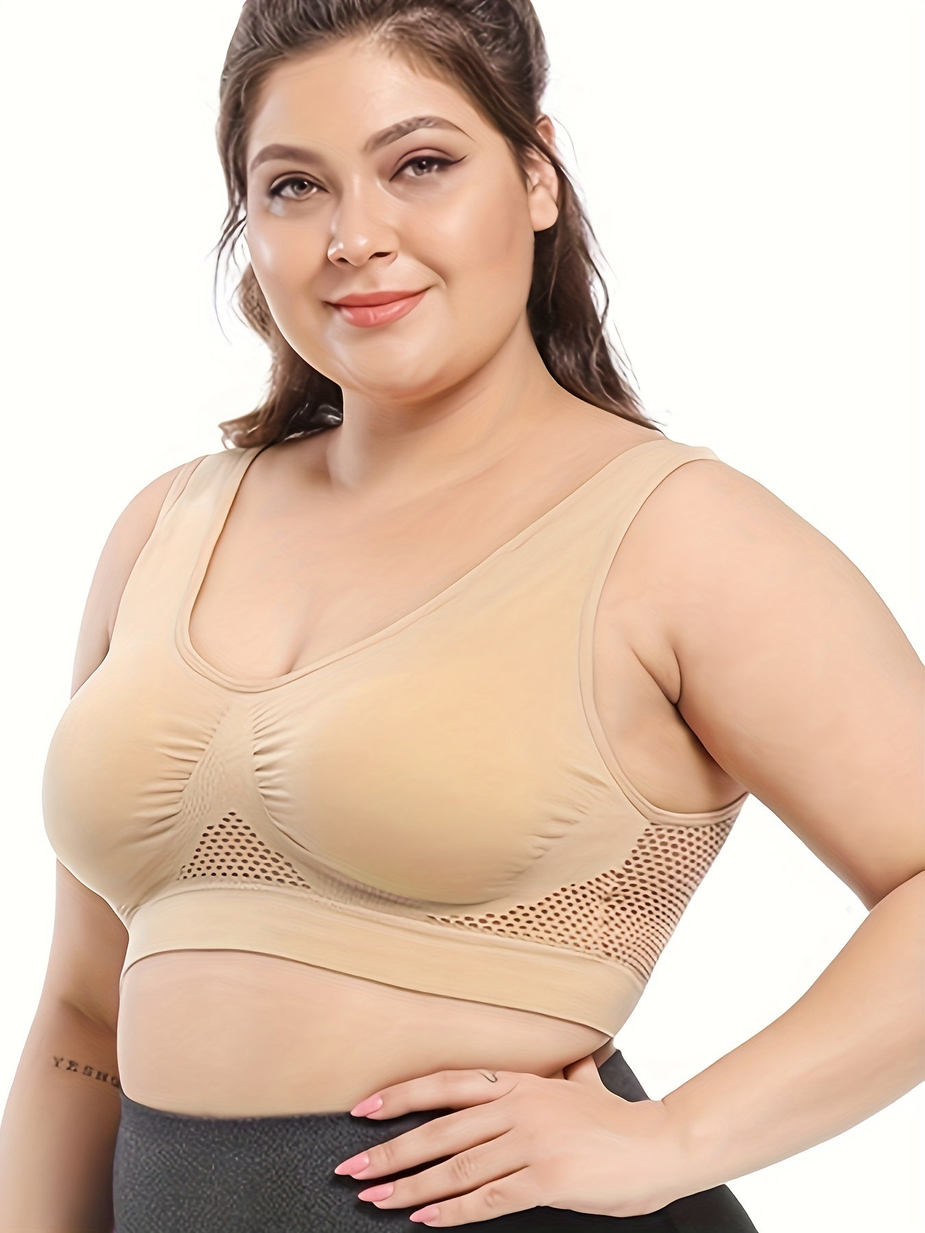 6 Pack Women's Plus Size Ruched Sports Bra Set Solid Wireless Comfort Gym