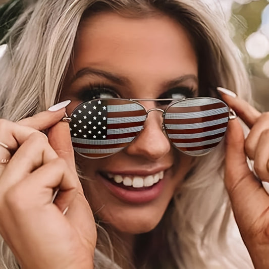 American Flag Aviator Sunglasses Independence Patriotic Decorative Shades