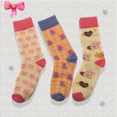 Bunny & Bear Print Mid Tube Socks Women's Stockings