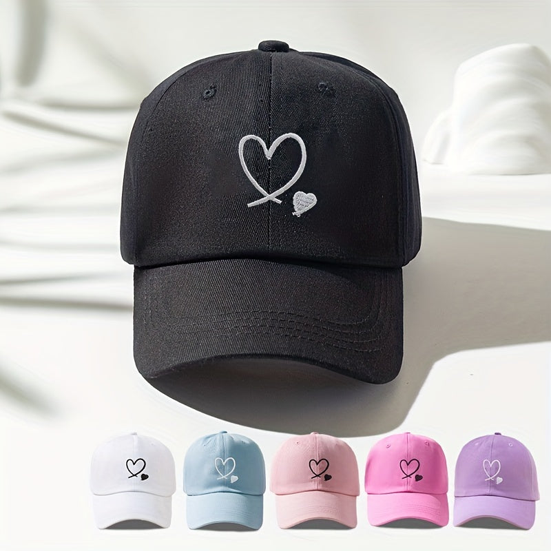 Embroidered Love Baseball Cap Lightweight Adjustable Sun Protection Couple Hat