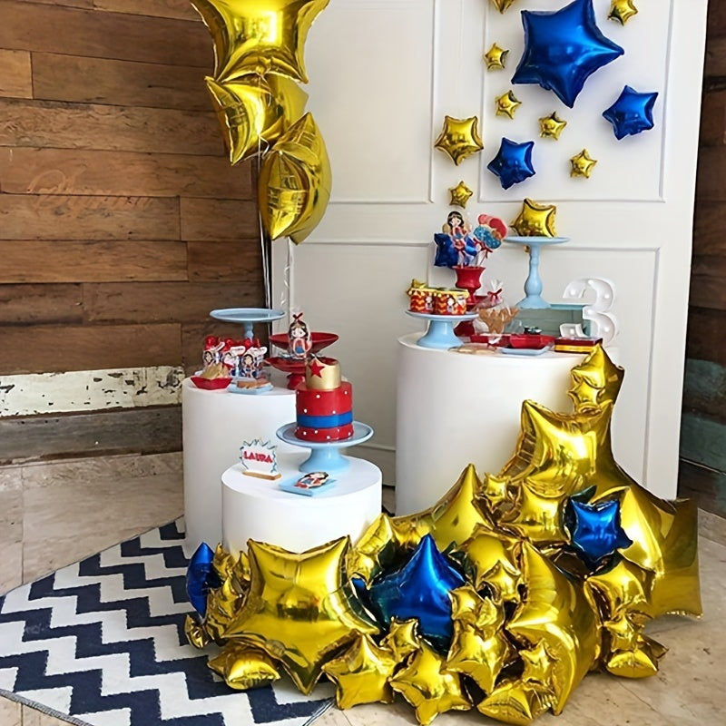 8pcs Golden Star Shaped Balloon & Foil Mylar Balloon Set