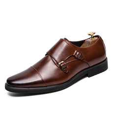 Men's Double Monk Strap Cap toe Loafers Dark Brown