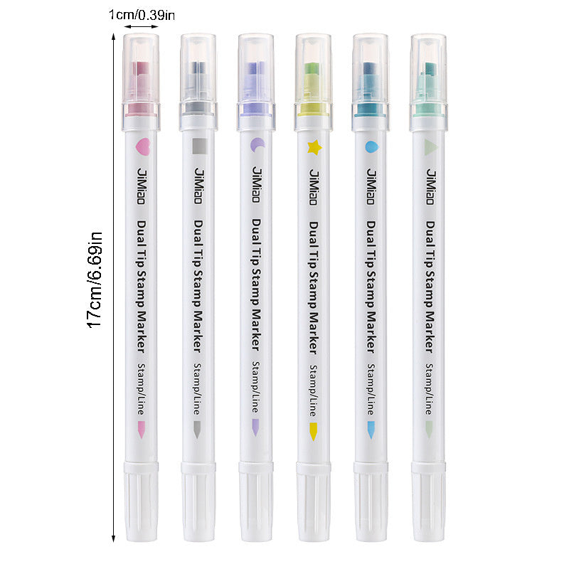 6 Pack Dual Tip Highlighters for Art & Crafts